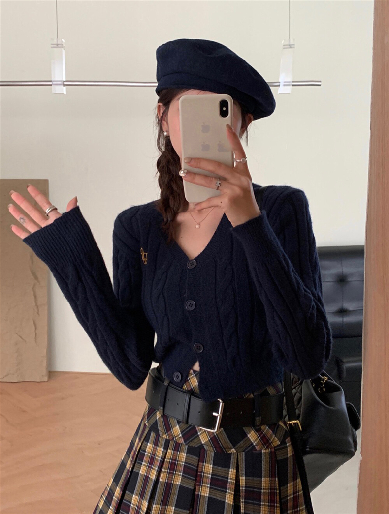 奶fufu慵懶毛衣針織衫女小個子秋裝2023新款韓系風格穿搭上衣