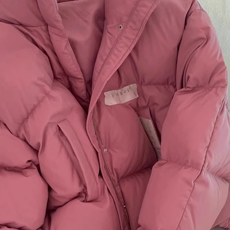 Pink short cotton coat, small high-end bread coat, women's autumn and winter 2023 thickened down cotton coat