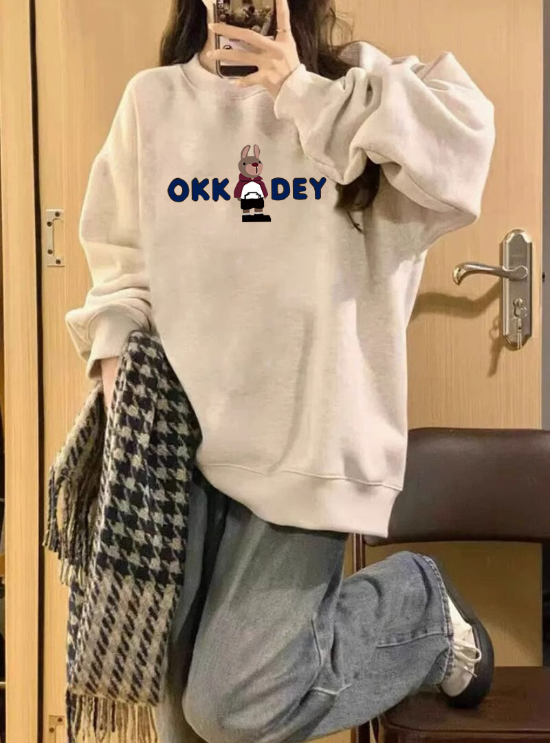 2023新款華棉複合薄款310克/加絨410克 秋冬裝衛衣女印花寬鬆大碼