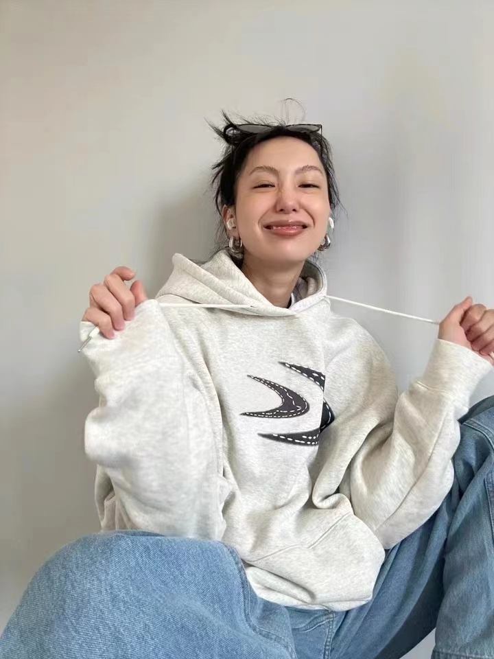 官圖華棉複合薄款310克/加絨410克秋冬裝衛衣女印花