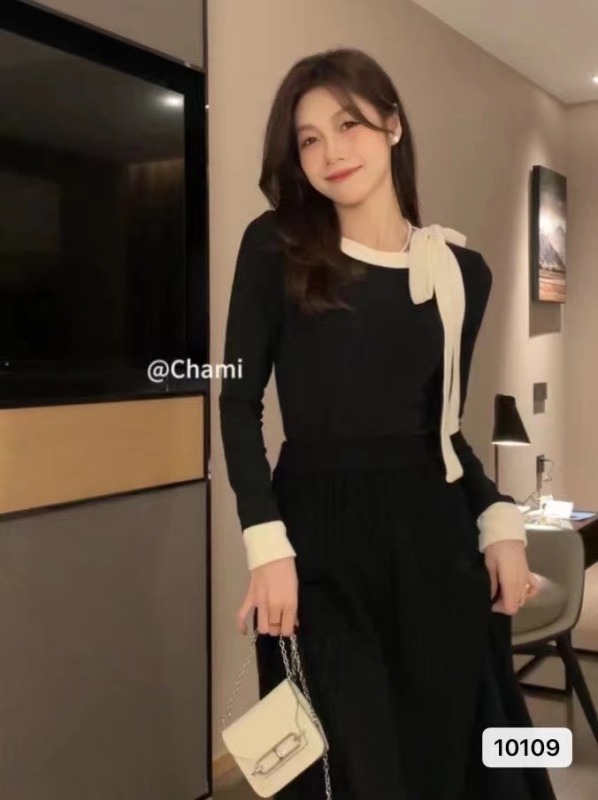 黑色短款蝴蝶結毛衣女秋冬春秋季小個子修身內搭打底衫針織衫上衣