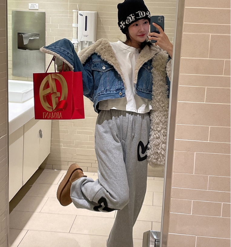 心畫加絨衛衣褲