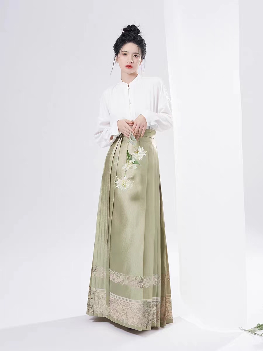 加厚保暖明制漢服吉桃福鯉國風馬面裙女冬季混搭山河映畫上衣
