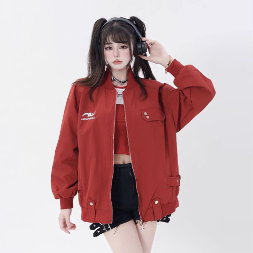 Flight suit jacket for women American high street design retro baseball uniform autumn new couple trendy brand jacket thin section