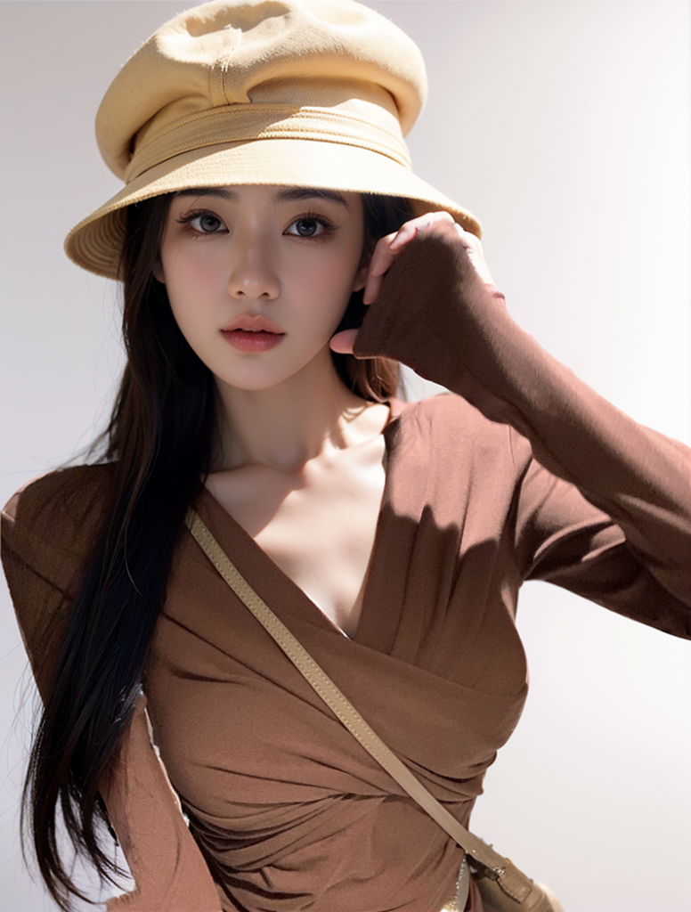 交叉v領長袖T恤女裝秋溫柔風褶皺短款上衣