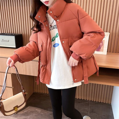 First real shot of new down-padded jacket for women Korean style stand collar loose internet celebrity ins Hong Kong style thickened warm cotton jacket for women