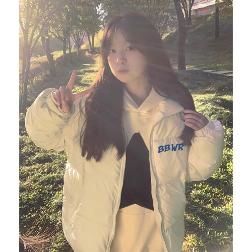 The English has been changed M84# official picture autumn and winter new casual thickened cotton clothes Korean style loose printed jackets and bread clothes