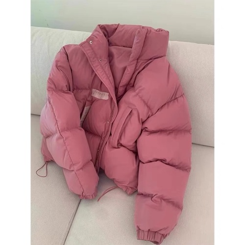 Pink short cotton coat, small high-end bread coat, women's autumn and winter  thickened down cotton coat