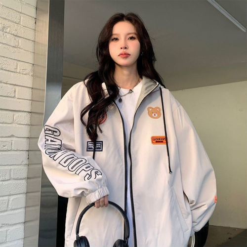 Baseball Jacket Women's  Spring and Autumn New Student Casual Sports Workwear Hooded Jacket Windbreaker Jacket