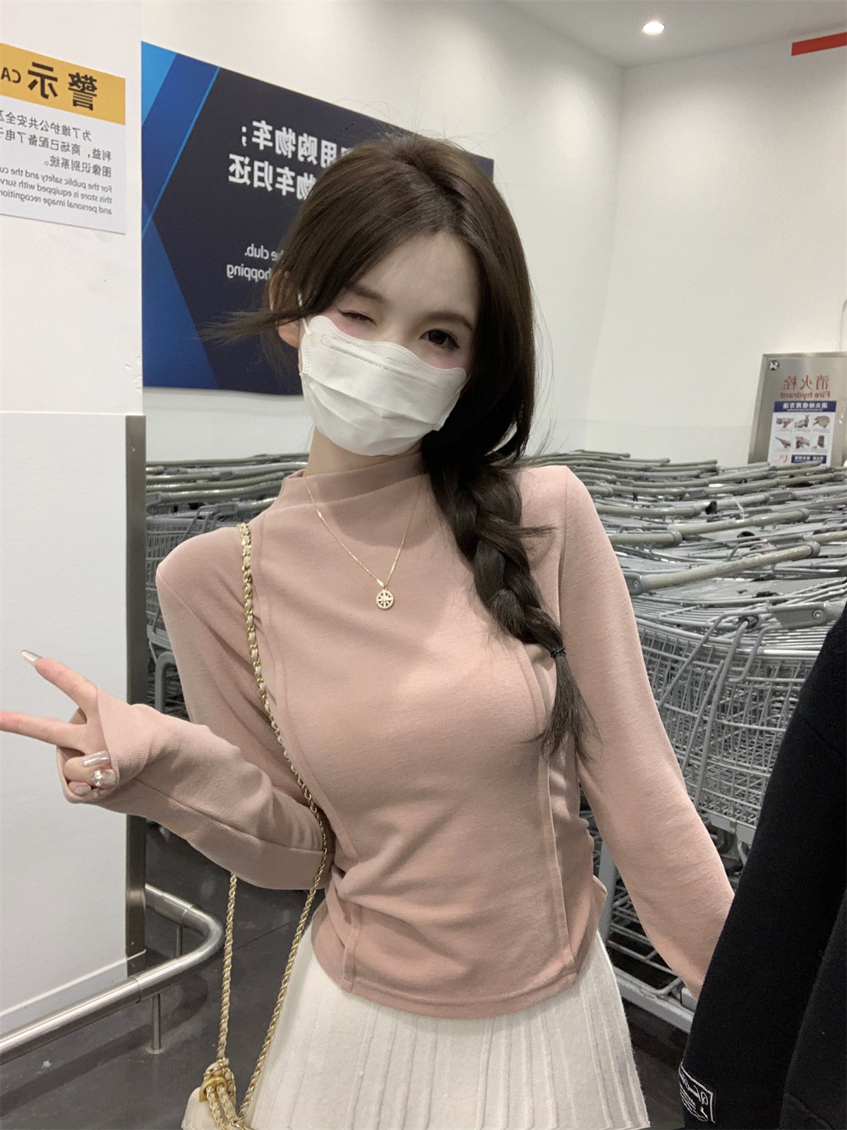 實拍 秋冬韓版修身半高領魚骨顯瘦德絨保暖內搭T恤打底衫上衣