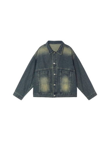 American retro washed distressed denim jacket for women spring and autumn 2023 new loose workwear jacket top ins trend