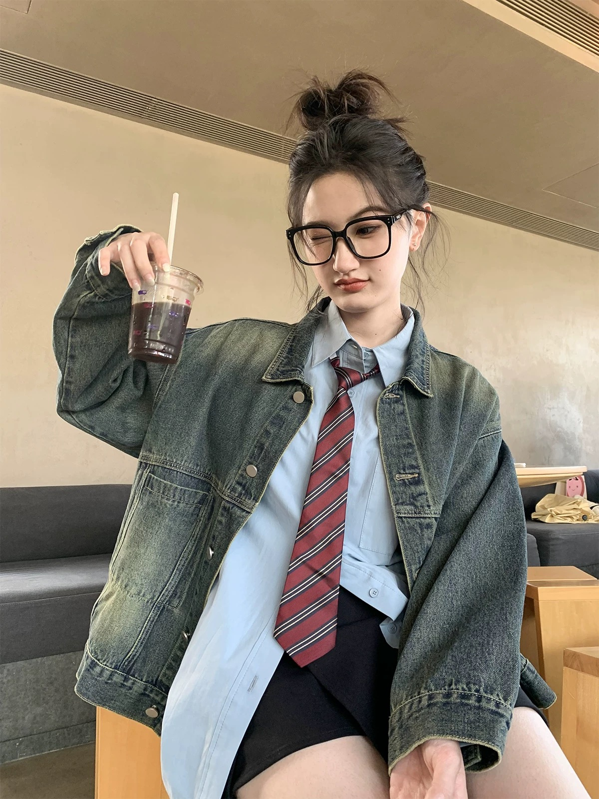 Hello Canon Retro Washed Distressed Denim Jacket Women's Autumn 2023 New Loose Slim Top