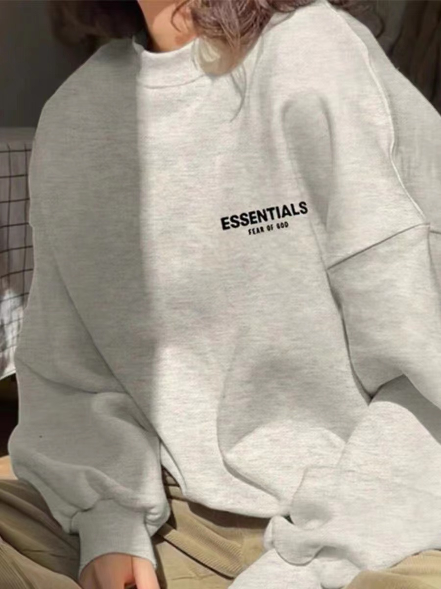 ESSENTIALS Casual Round Neck Sweatshirt High Street Loose Cotton Men's and Women's FOG Fashion Brand American Long-Sleeved Couple Shirt