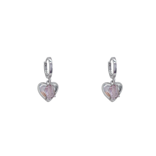 925 silver needle Korean high-end design zircon love earrings for women ins fashion internet celebrity with the same style silver heart-shaped earrings