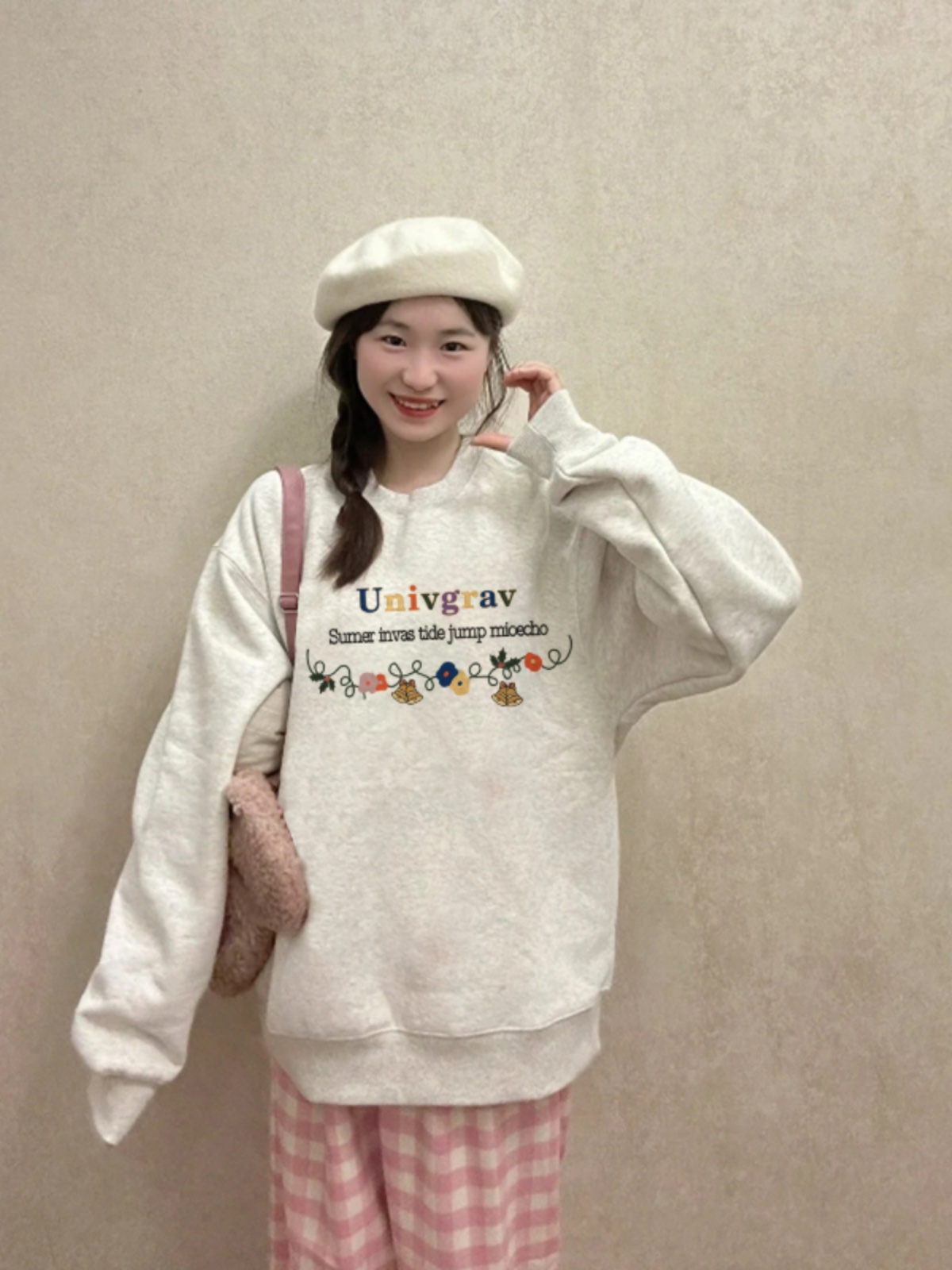 2023新款華棉複合薄款310克/加絨410克 秋冬裝衛衣女印花寬鬆大碼