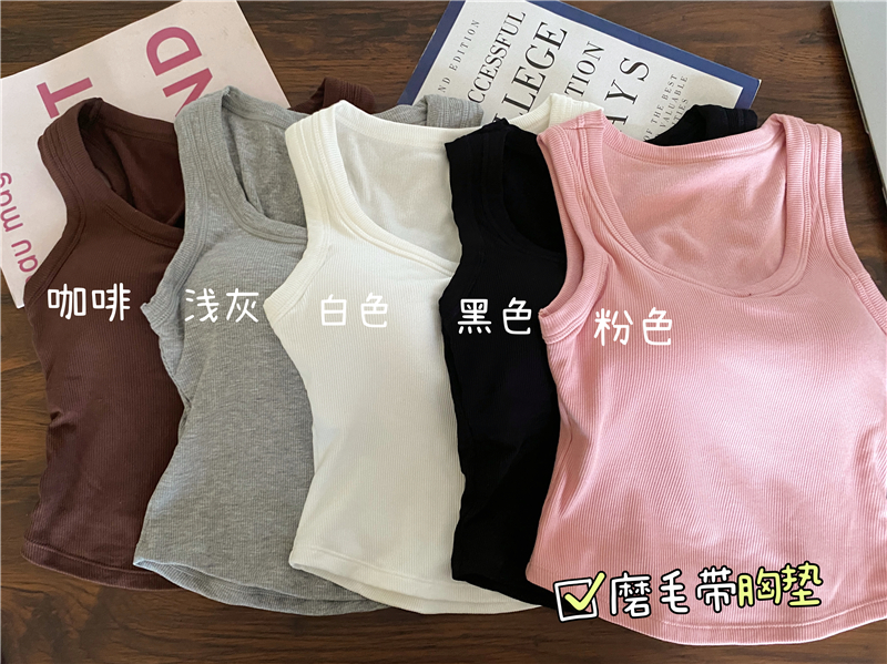實拍！秋冬磨毛加厚保暖無袖美背背心修身顯瘦上衣