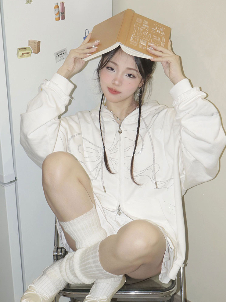 Back collar, double-layered hood, non-balling, with cotton screw thread, imitation cotton Chinese cotton composite 310g thin sweatshirt for women with perm