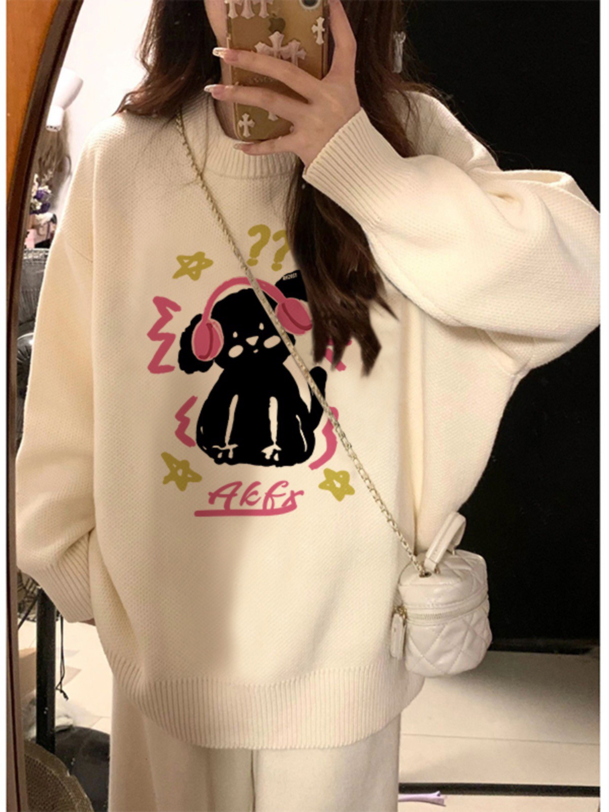 奶fufu軟糯慵懶風毛衣女秋冬2023新款高級感潮牌美式復古小眾上衣