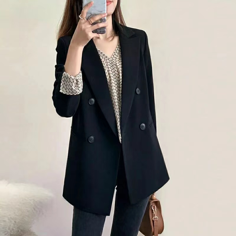Black small suit jacket for women 2023 new spring and autumn Korean version Internet celebrity British style loose temperament foreign fashion