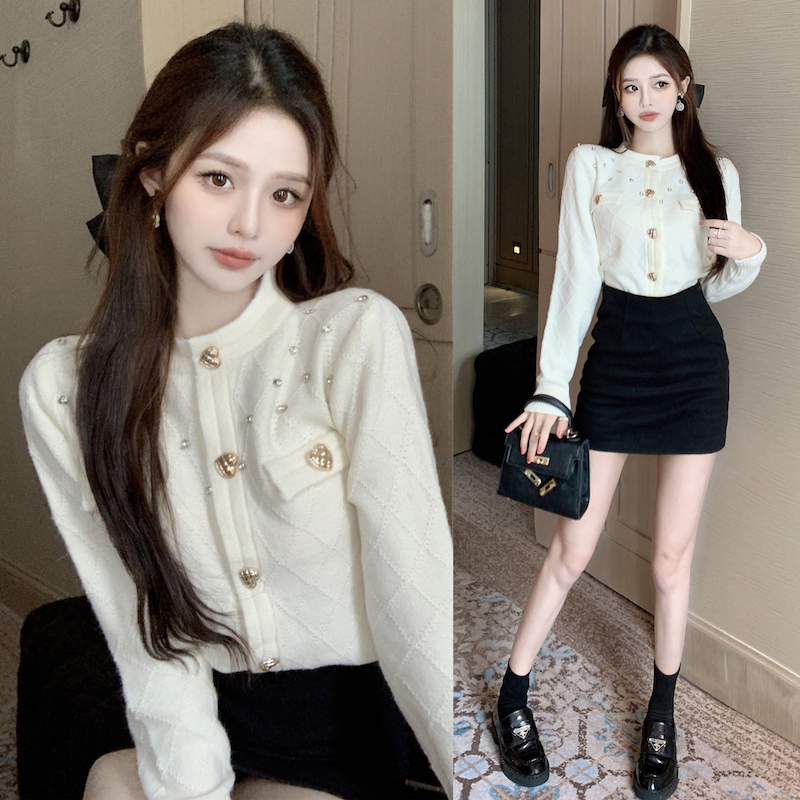 Real shot Xiaoxiang style sweater jacket women's cardigan lazy high-end autumn women's clothing 2022 new knitted top