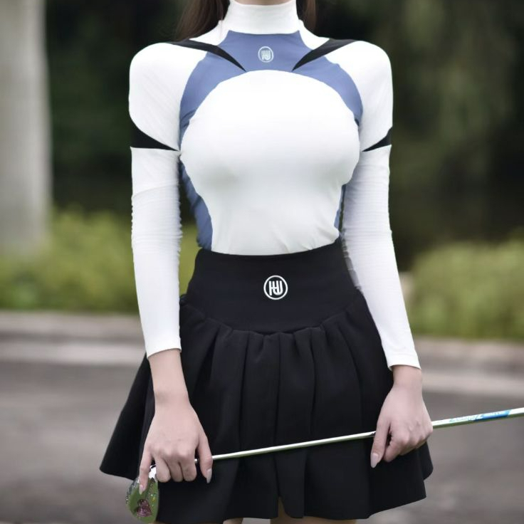 高爾夫運動休閒小黑裙蓬蓬裙2023秋冬新款高腰百褶裙短裙半身裙女