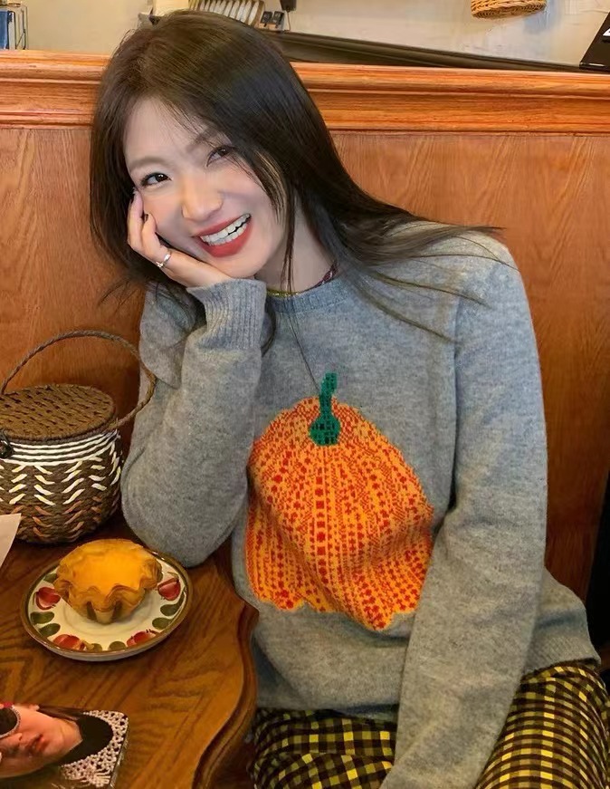 落落狷介 毛衣女款2023新款秋冬灰色慵懶風設計感綿羊毛針織上衣