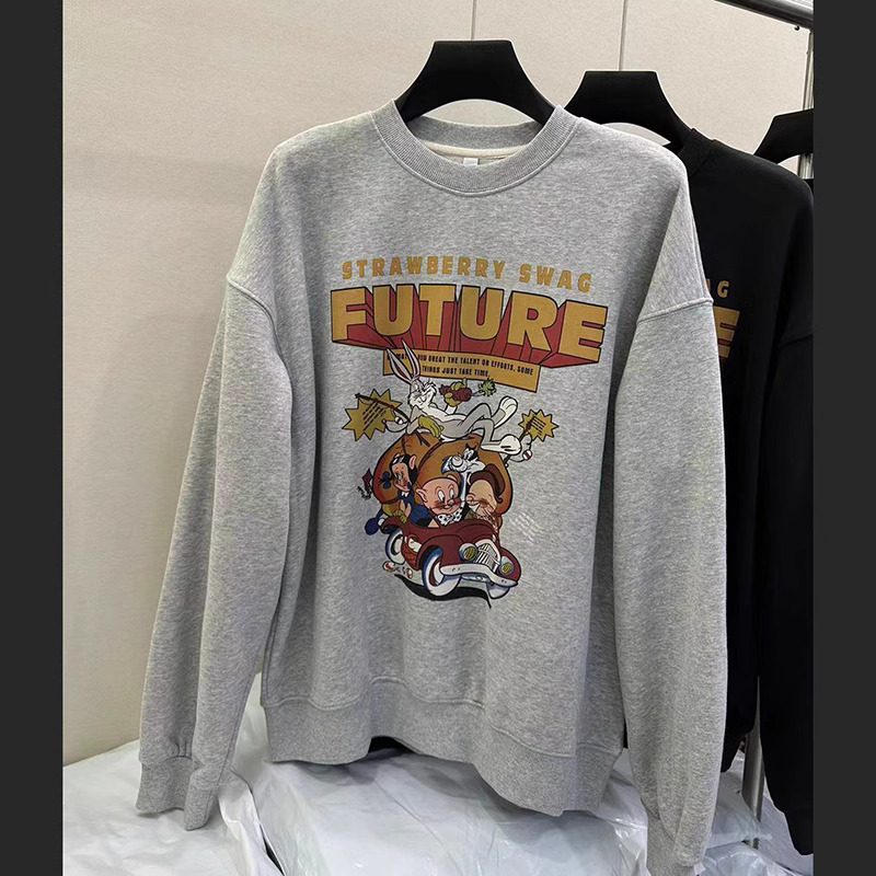 2023新款華棉複合薄款310克/加絨410克 秋冬裝衛衣女印花寬鬆大碼