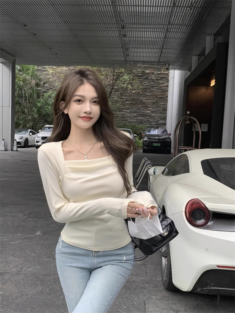 1*1 德絨260克 打底衫女秋冬高級感短款修身顯瘦內搭長袖上衣