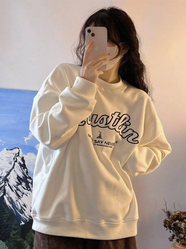 Girls' college style casual sportswear suit women's autumn and winter sweatshirt shorts Korean style OOTD loose two-piece set