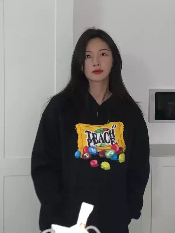 美式復古連帽衛衣女裝秋季2023新款慵懶風寬鬆情侶裝零食帽衫上衣