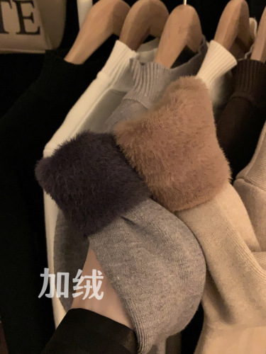 Actual shot ~ Winter thickened velvet knitted bottoming shirt for women, half turtleneck, one-piece velvet warm solid color top