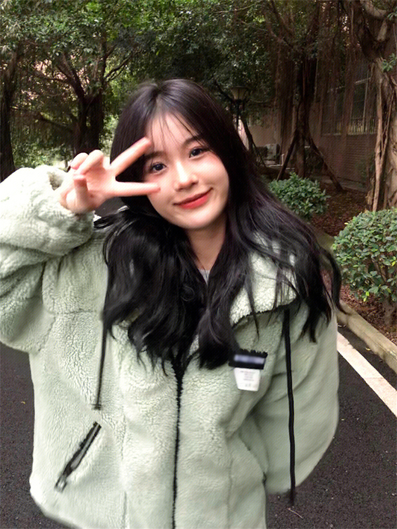 羊羔絨複合銀狐絨480g加絨加厚拉鏈外套女