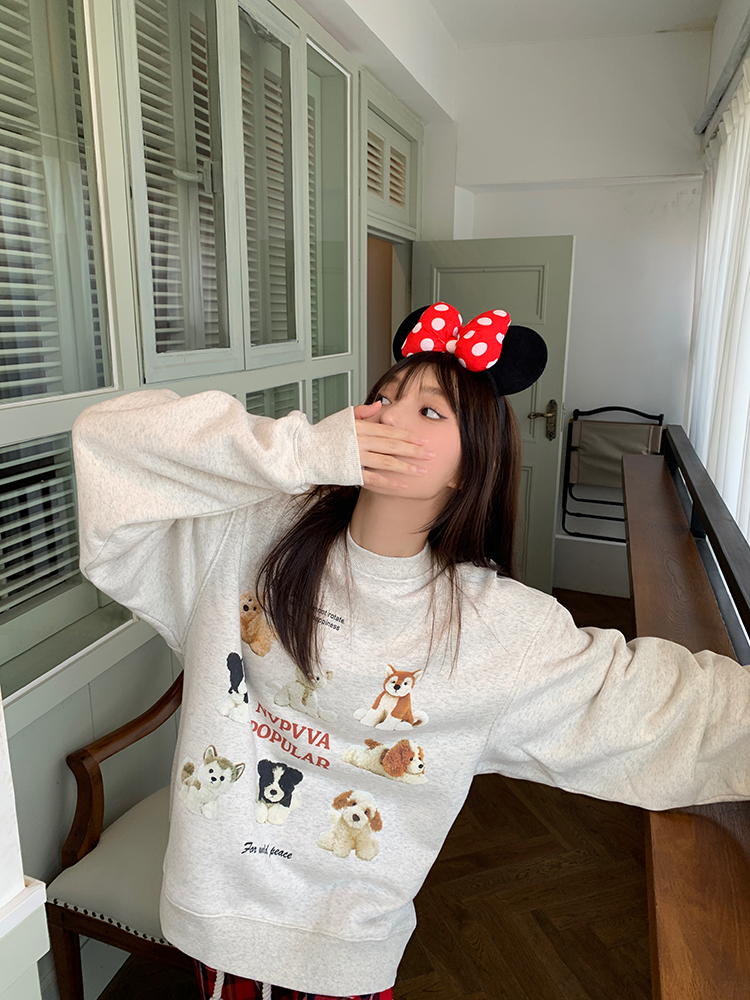 2023新款華棉複合薄款310克/加絨410克 秋冬裝衛衣女印花寬鬆大碼
