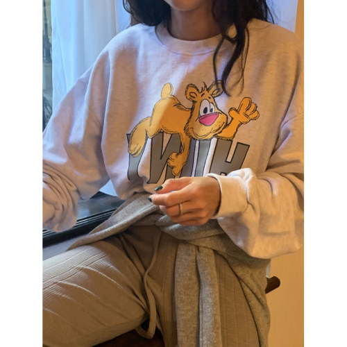 Korean purchasing agent, age-reducing cartoon pattern, loose round neck college sweatshirt