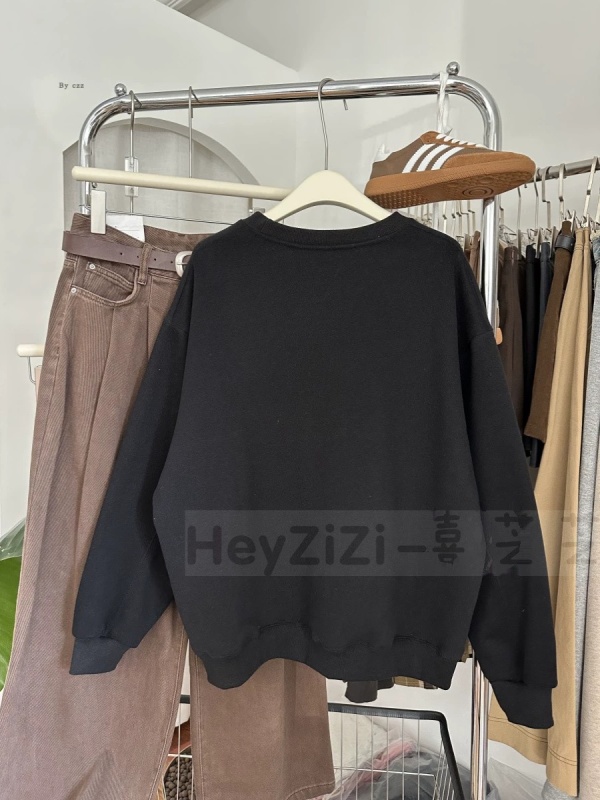 ~Dongdaemun, South Korea 2023 winter style velvet thickened round neck bear cute cartoon sweatshirt women's loose
