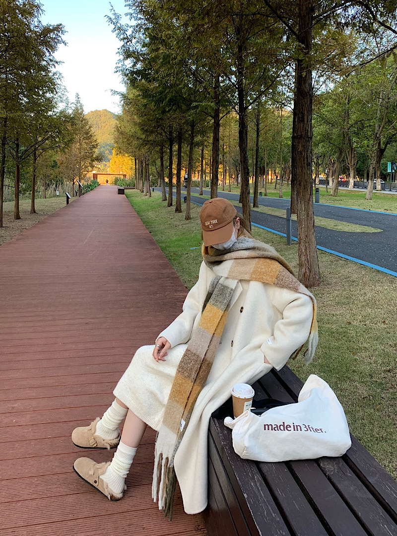 實拍 毛呢大衣外套中長款慵懶寬鬆呢子外套
