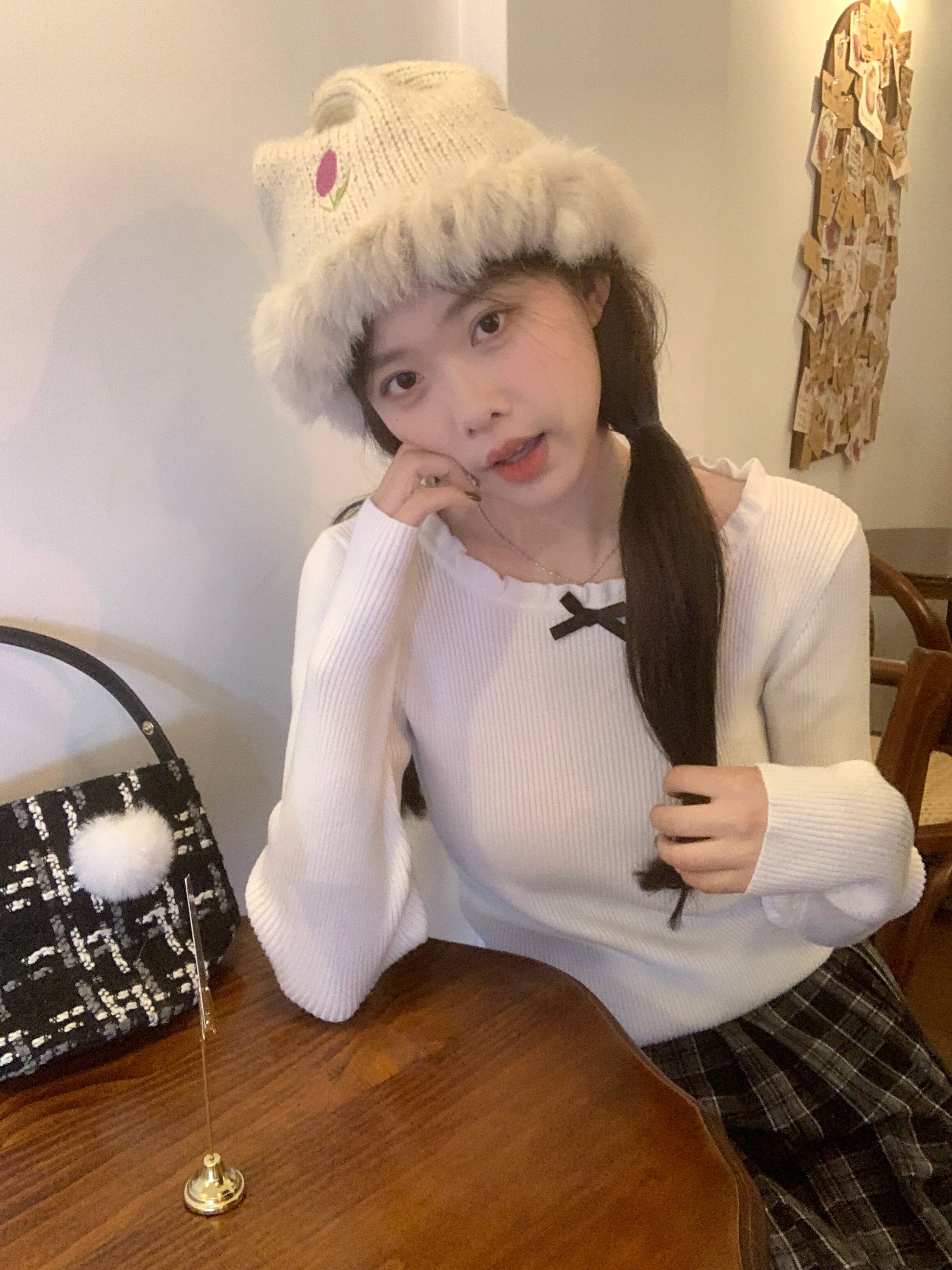 實拍 巴洛克情書 木耳邊甜美百搭純色半高領針織內搭打底衫