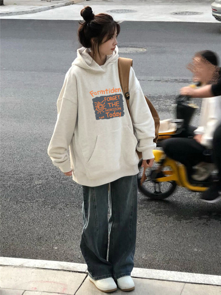 2023年新款東大門華棉複合薄款310克/加絨410克秋冬裝衛衣女印花