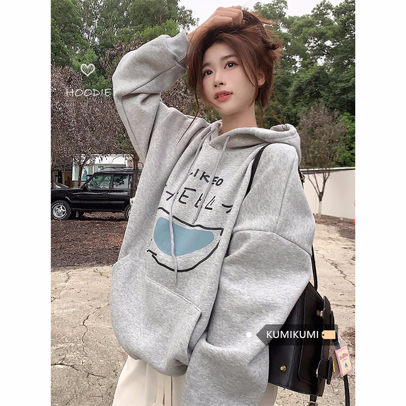 Official photo fleece 250g / David's hooded autumn and winter sweatshirt for women plus fleece