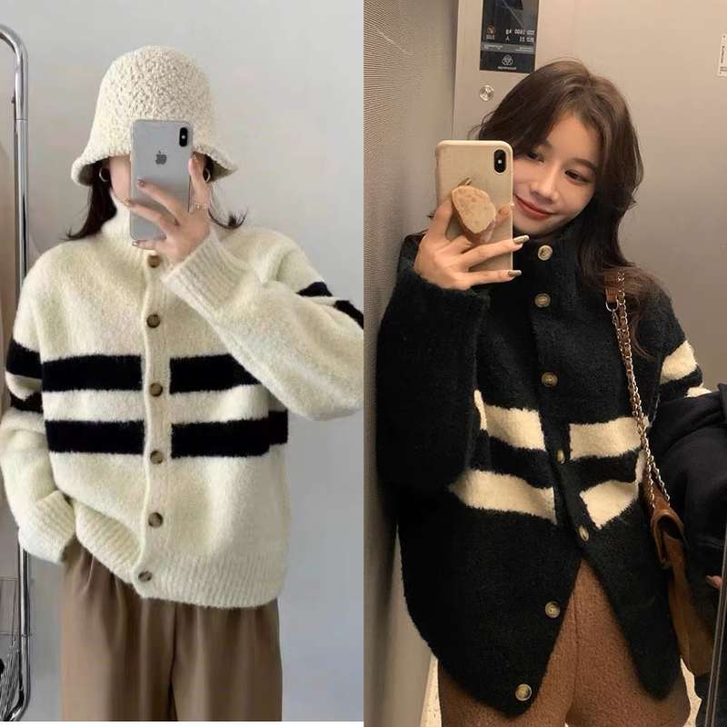 EKOOL contains 18% wool thickened turtleneck sweater women's autumn and winter new versatile loose slim sweater cardigan jacket