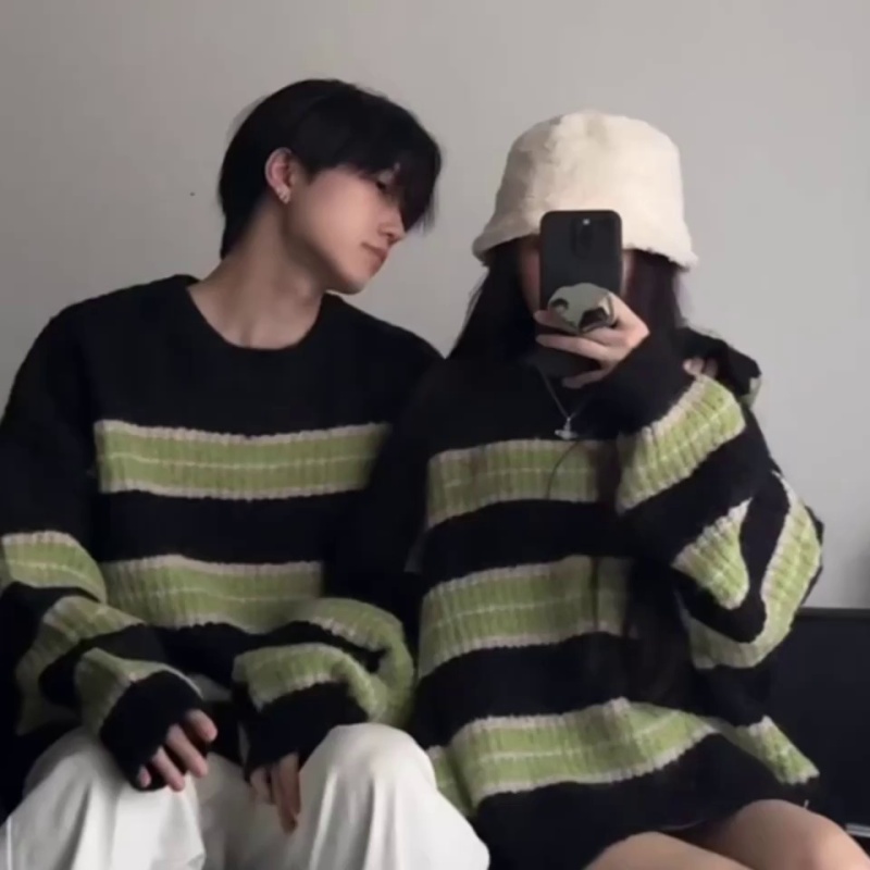 Couple outfit high-end niche lazy style loose sweater 2023 new autumn and winter ins internet celebrity super hot sweater
