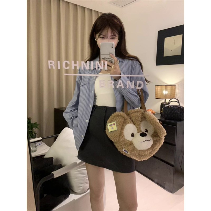 RICHNINI小個子條紋法式藍白、杏白條長袖襯衫