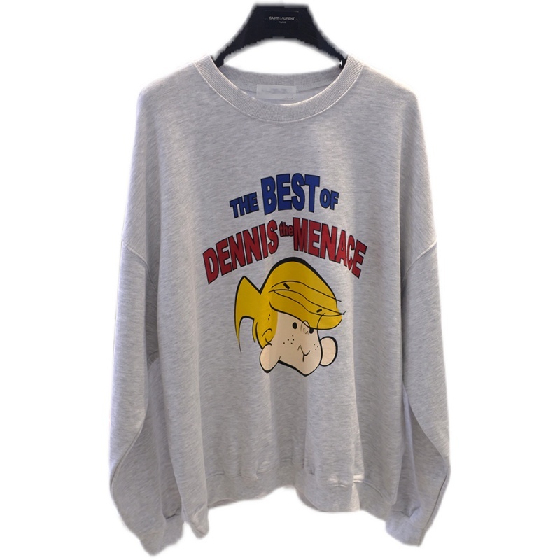 South Korea Dongdaemun 2023 Spring and Autumn New Cartoon Style Retro Loose Large Size Terry Sweater for Women