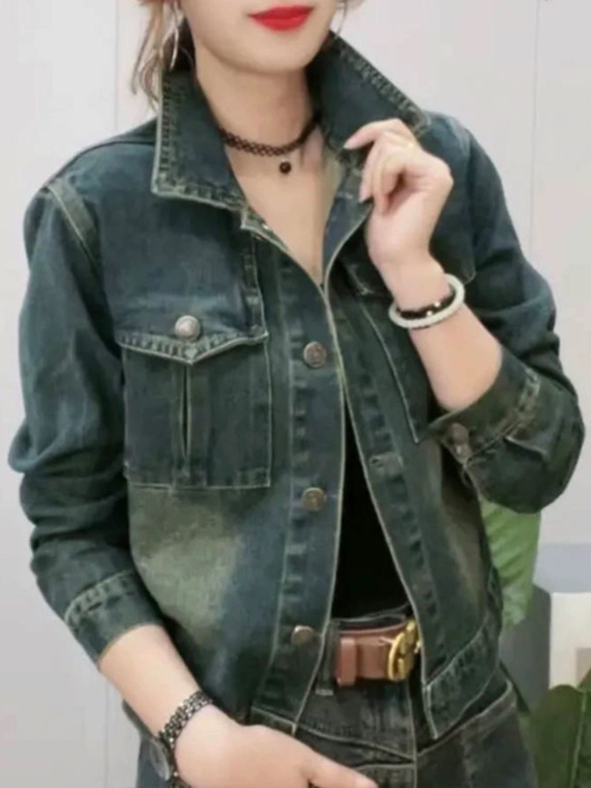 牛仔短外套女2023春秋新款休閒小眾印花韓版時尚寬鬆百搭顯瘦上衣