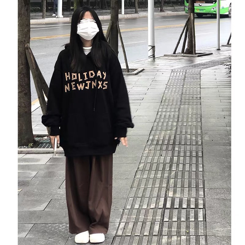 2023年新款東大門華棉複合薄款310克/加絨410克秋冬裝衛衣女印花