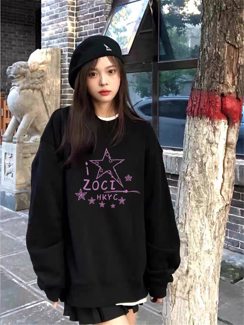 2023新款華棉複合薄款310克/加絨410克 秋冬裝衛衣女印花寬鬆大碼