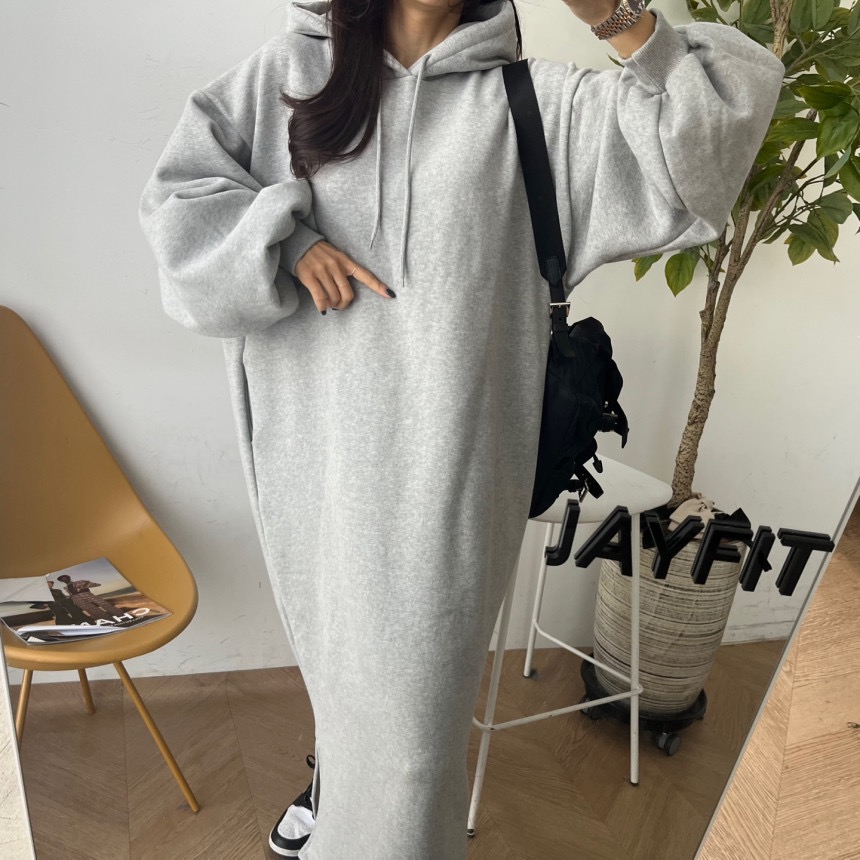 休閒連衣裙女寬鬆慵懶風長款加絨衛衣裙