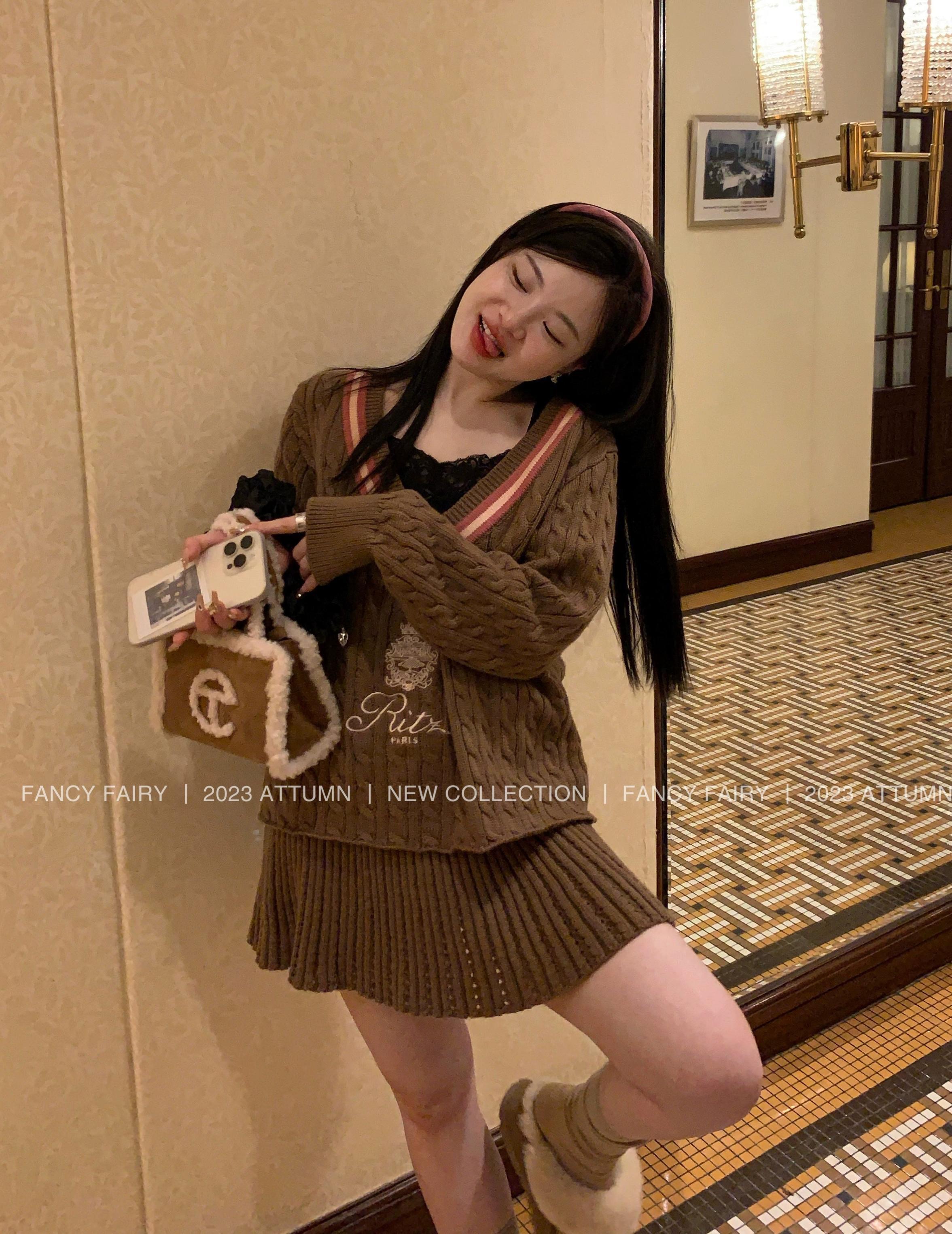 吸吸購物中心女裝秋季2023新款穿搭一整套小個子針織毛衣時尚套裝
