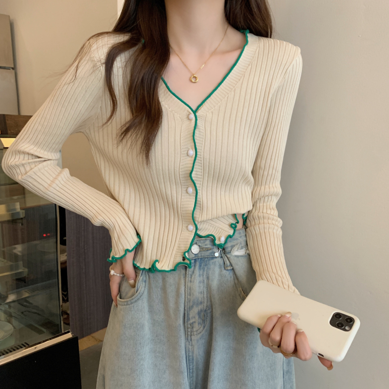 Short sweater knitwear spring, autumn and winter 2023 new women's cardigan jacket base layer with high-end feel