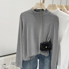 Real shot half high neck double-sided velvet undergarment women's autumn and winter fashionable inner wear slimming slim fit thickened brushed t-shirt 